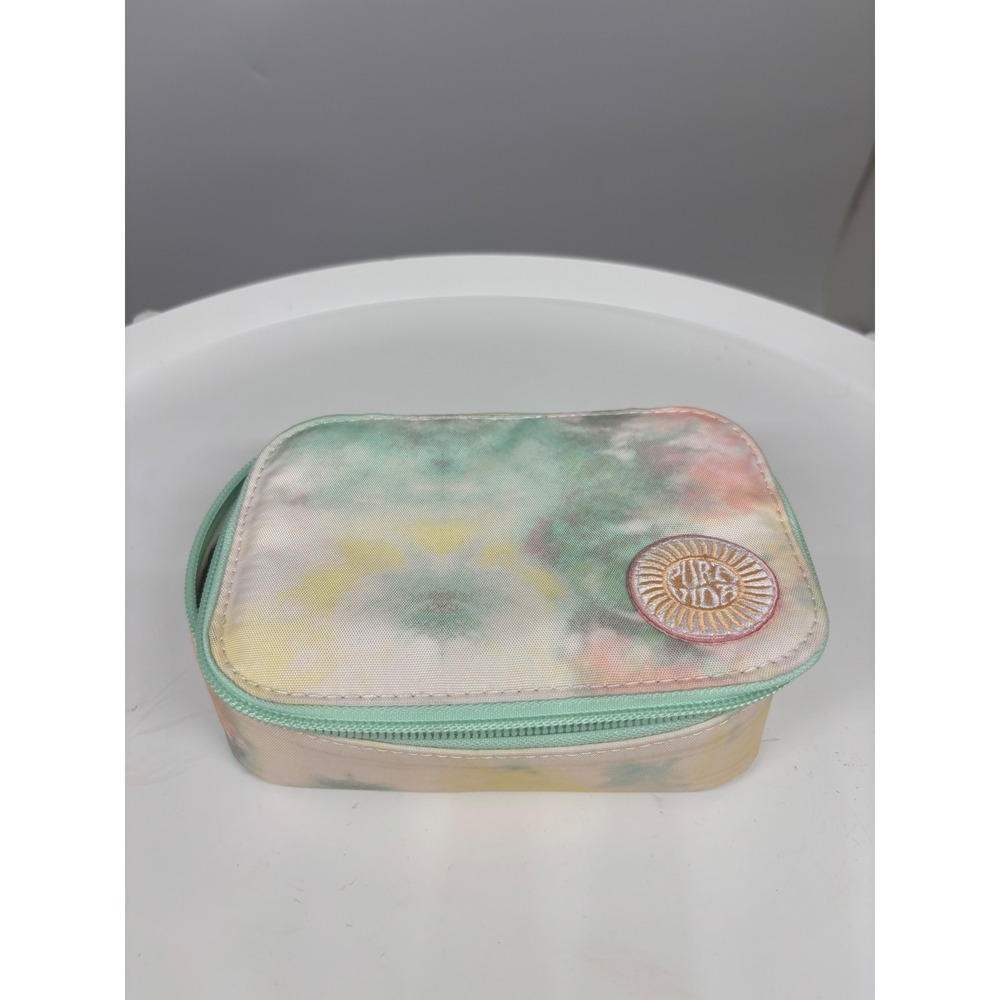 Pura Vida Tie Dye Jewelry Travel Case Organizer Pastel Mint Green Zip Box